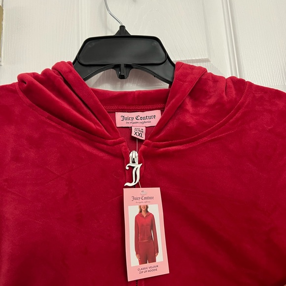 Juicy Couture Size XXL Velour Bling Tracksuit Set Red Rhinestone jacket pants - Picture 10 of 10